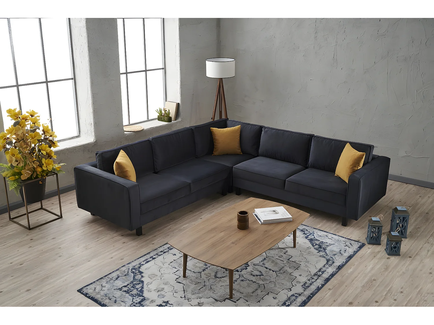 Sofá rinconero Altadena 324, Gris, 258x258x83cm