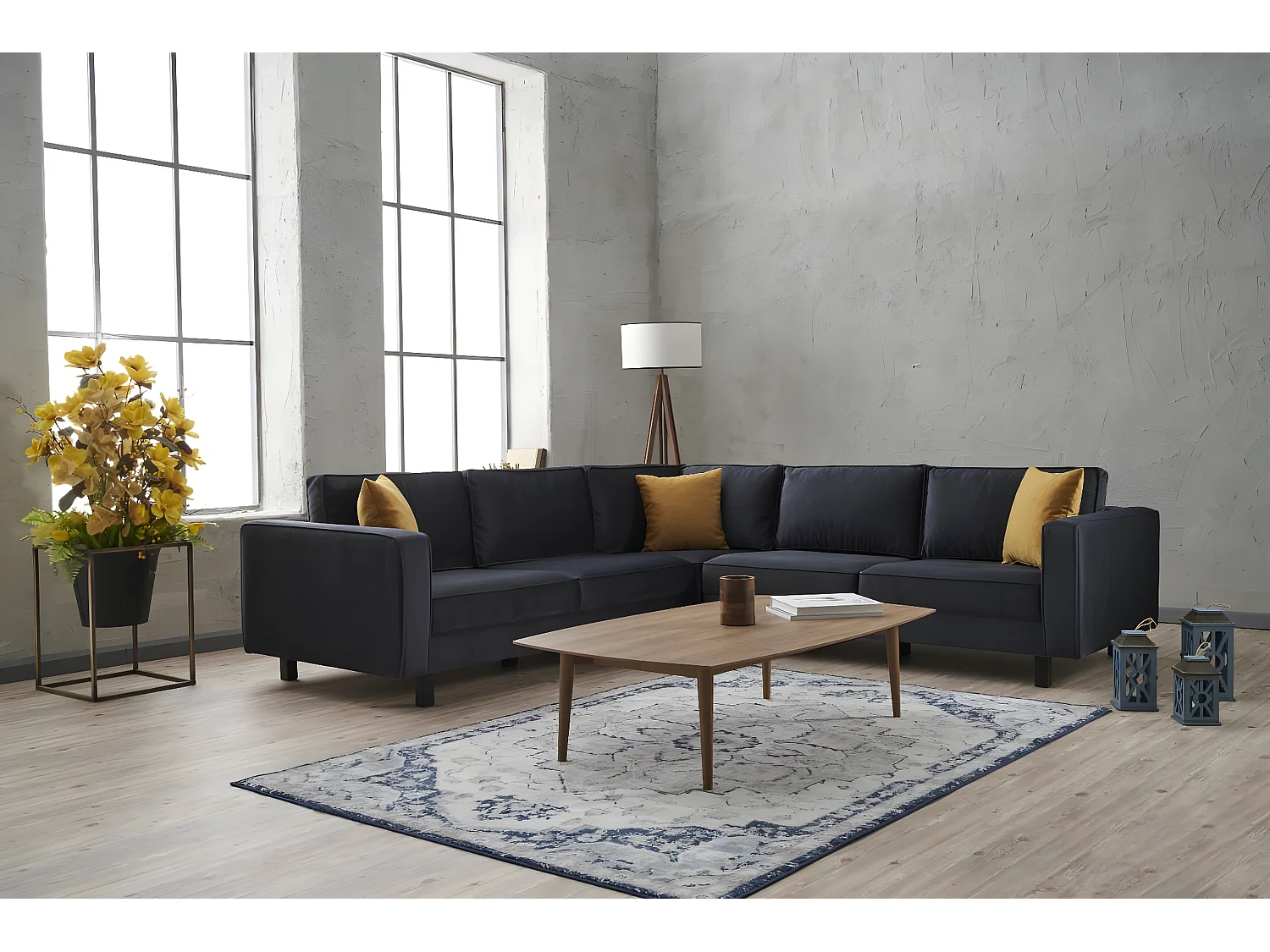 Sofá rinconero Altadena 324, Gris, 258x258x83cm