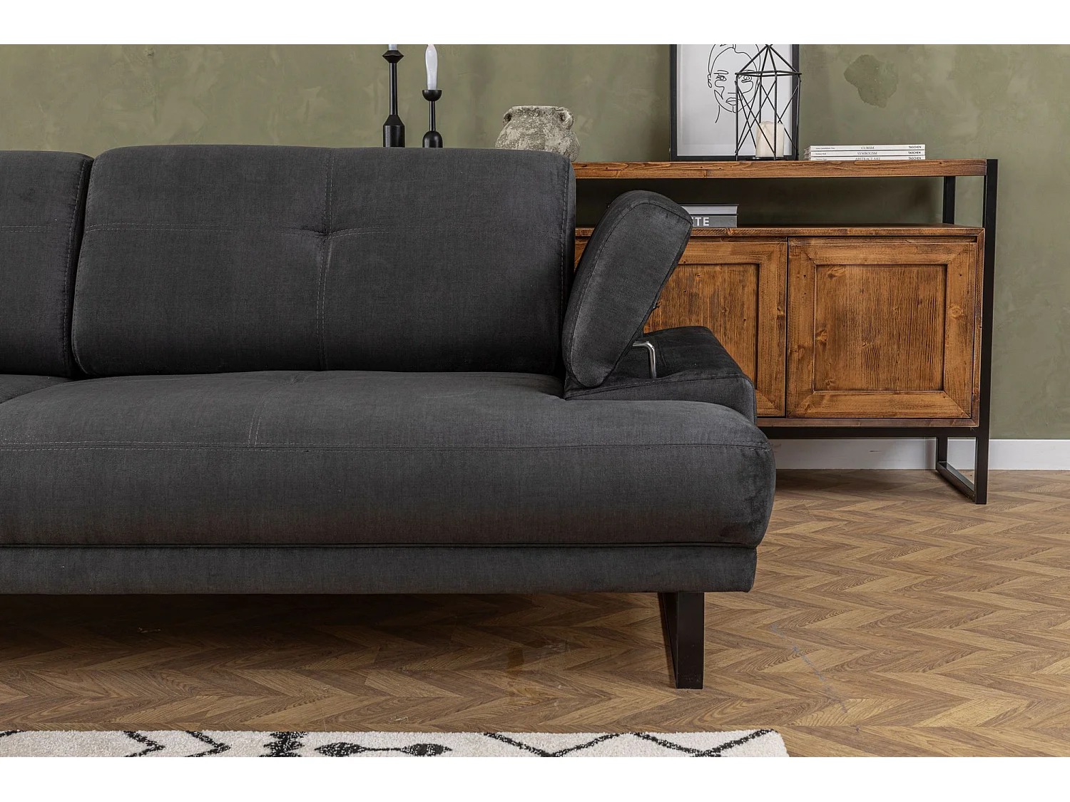 Canapé 3 places Celis Tissu Anthracite