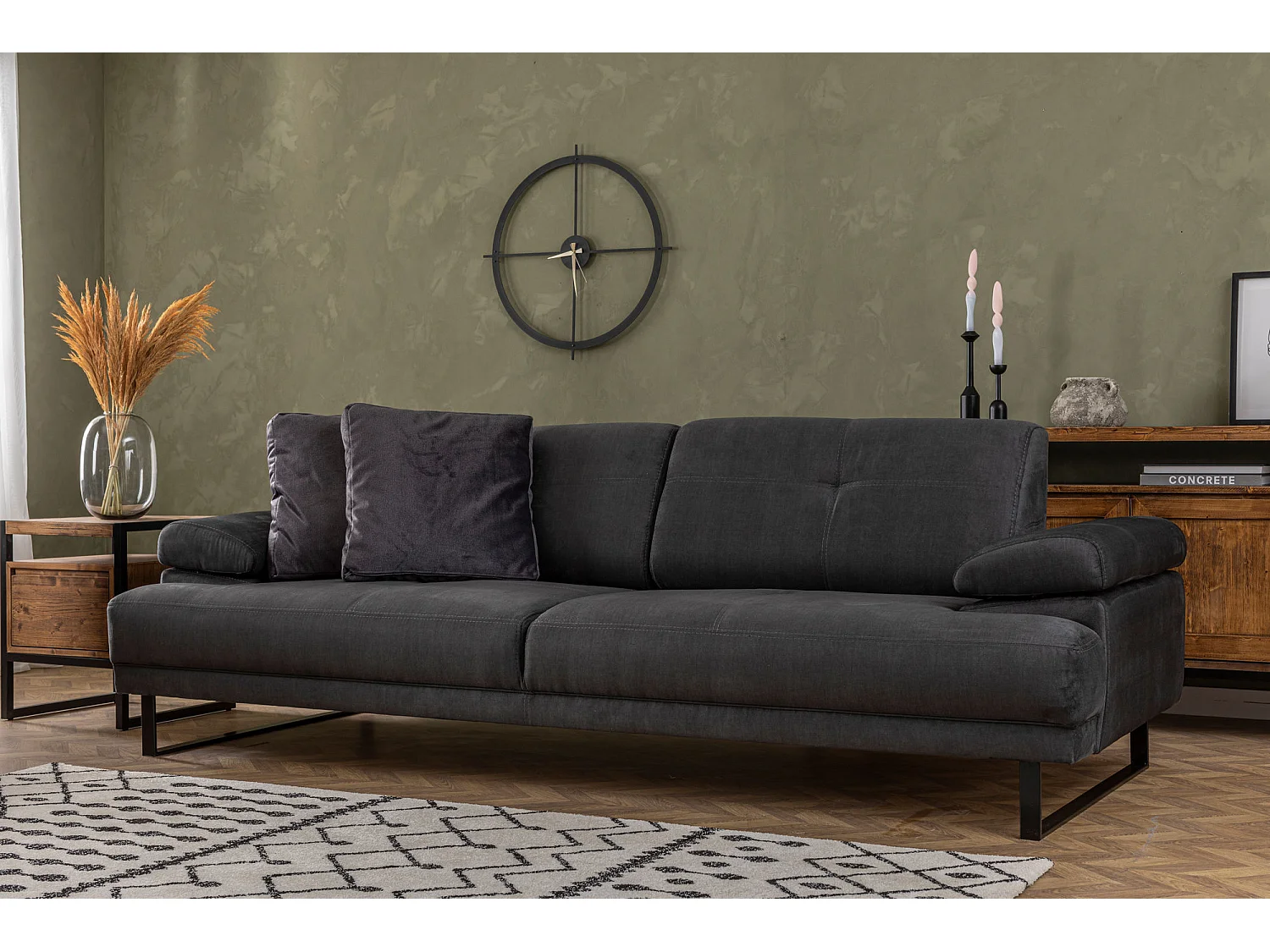 Canapé 3 places Celis Tissu Anthracite