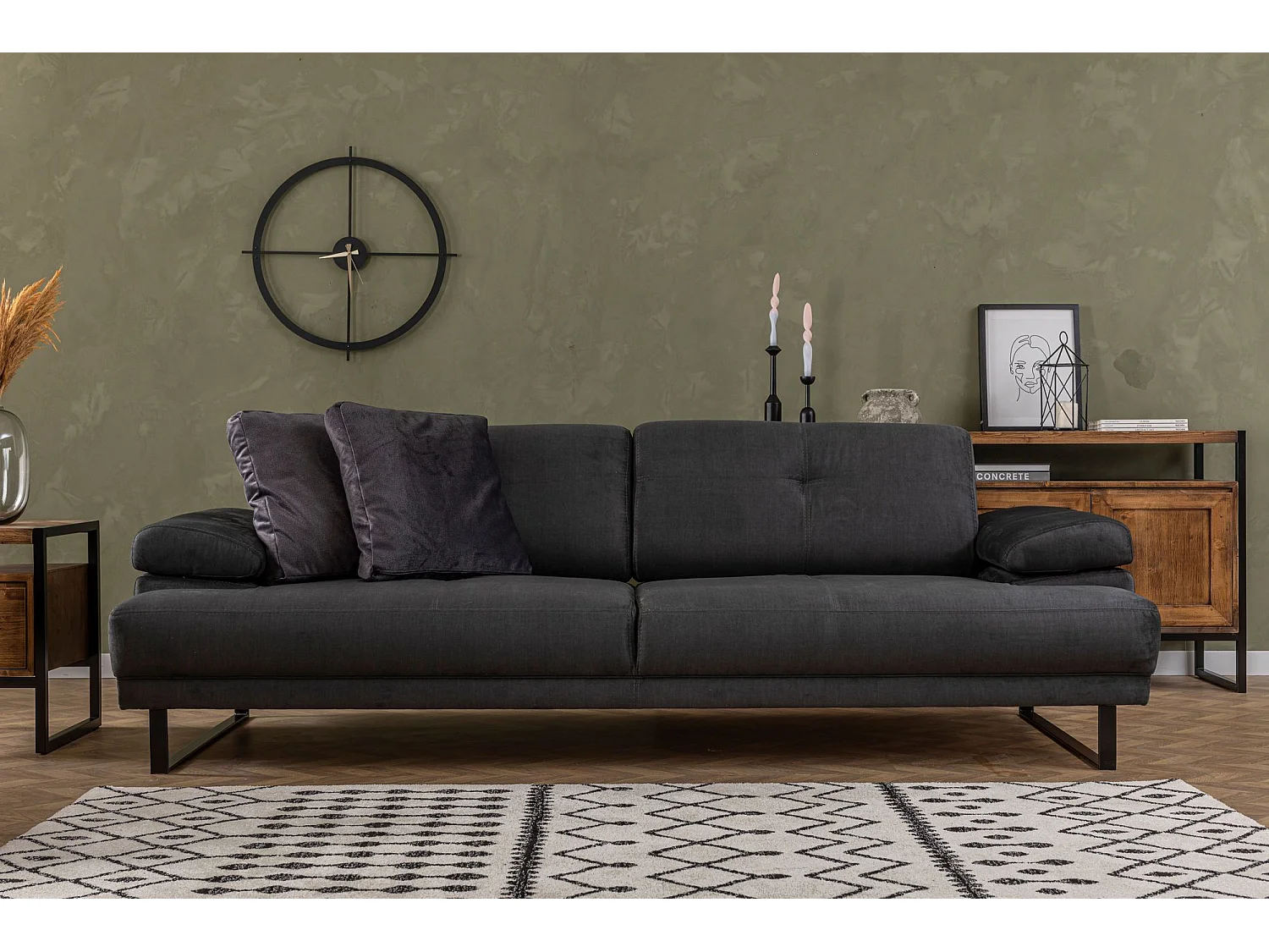 Canapé 3 places Celis Tissu Anthracite