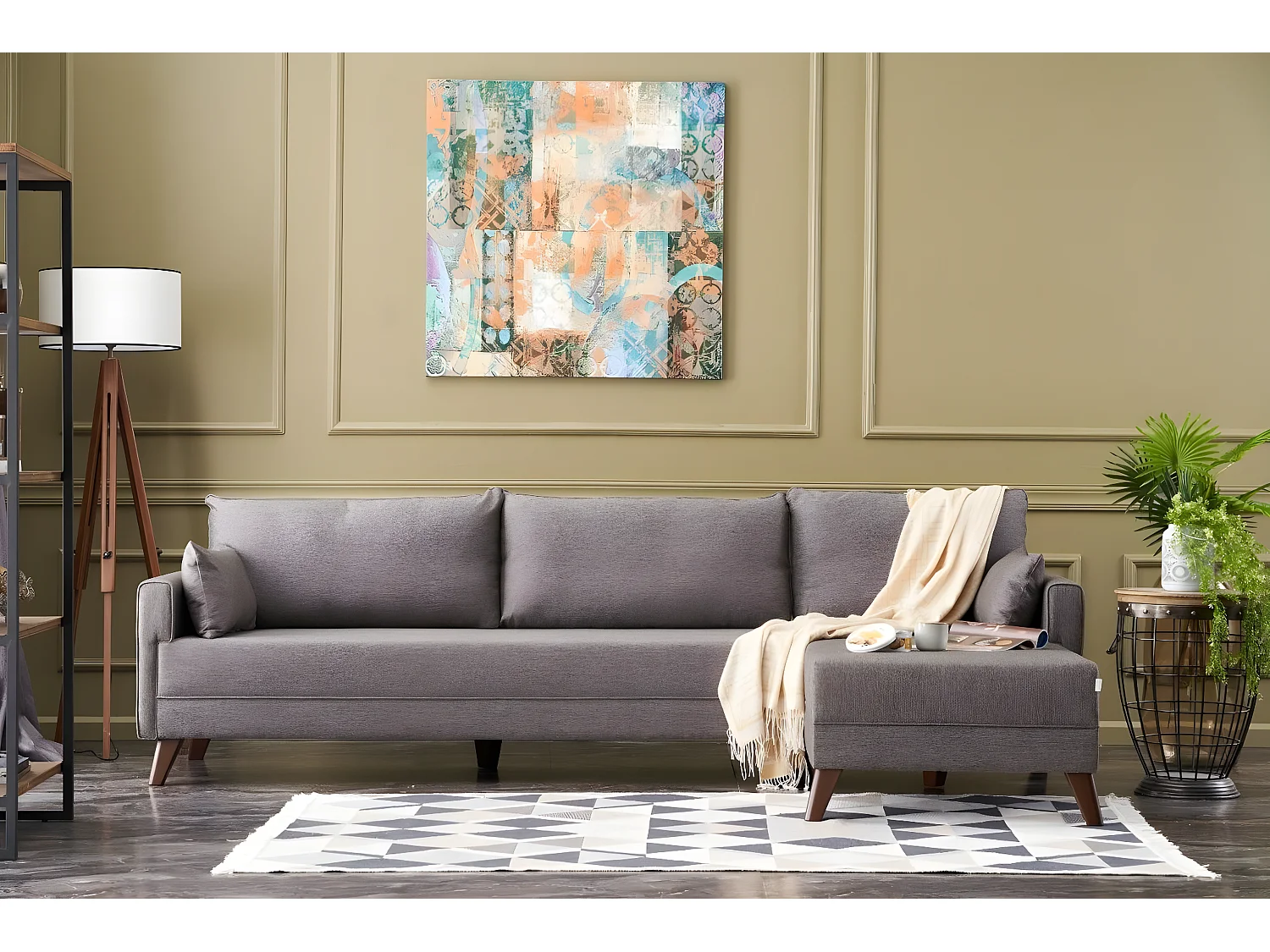 Sofá rinconero Altadena B104, Marrón, 275x165x85cm