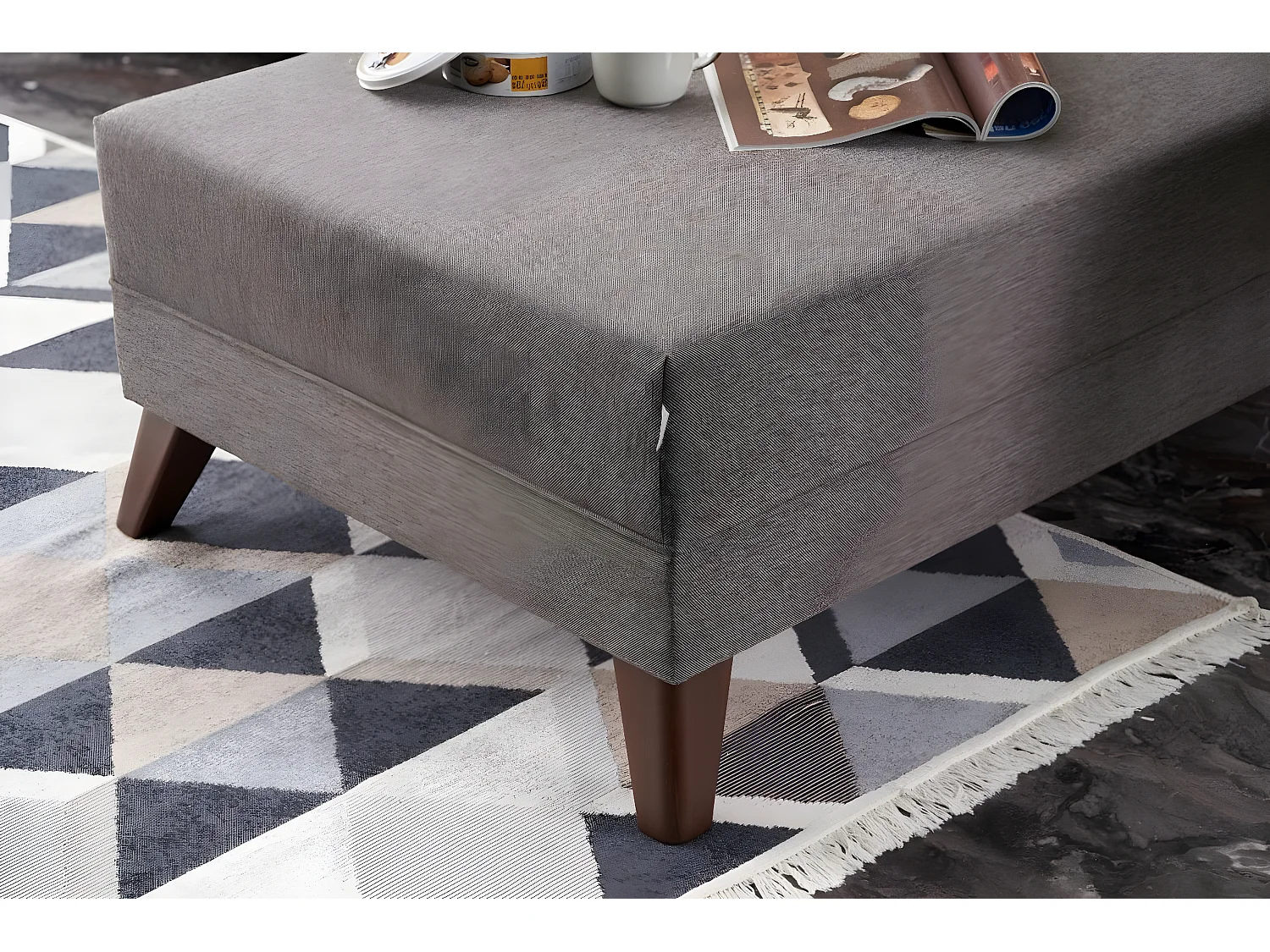 Canapé d'angle à droite Hermoso Tissu Brun