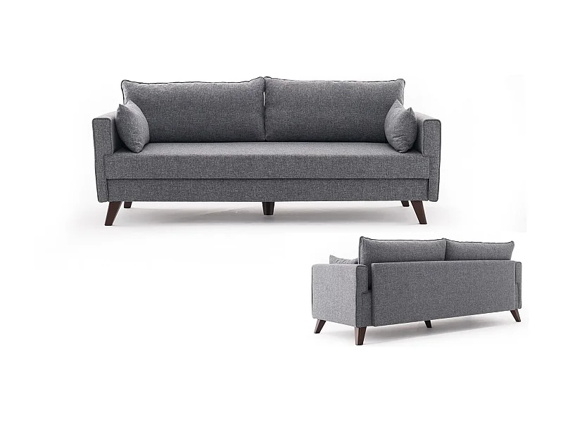 Sofá Altadena B103, Gris, 208x81x85cm, Tapiz, Patas: Plástico