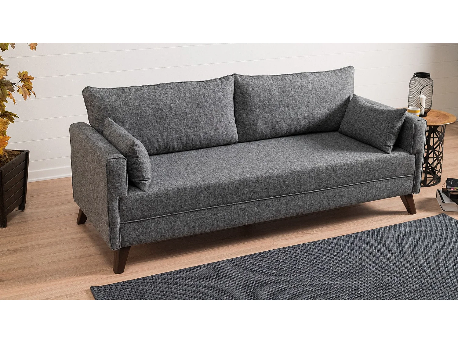 Sofá Altadena B103, Gris, 208x81x85cm, Tapiz, Patas: Plástico