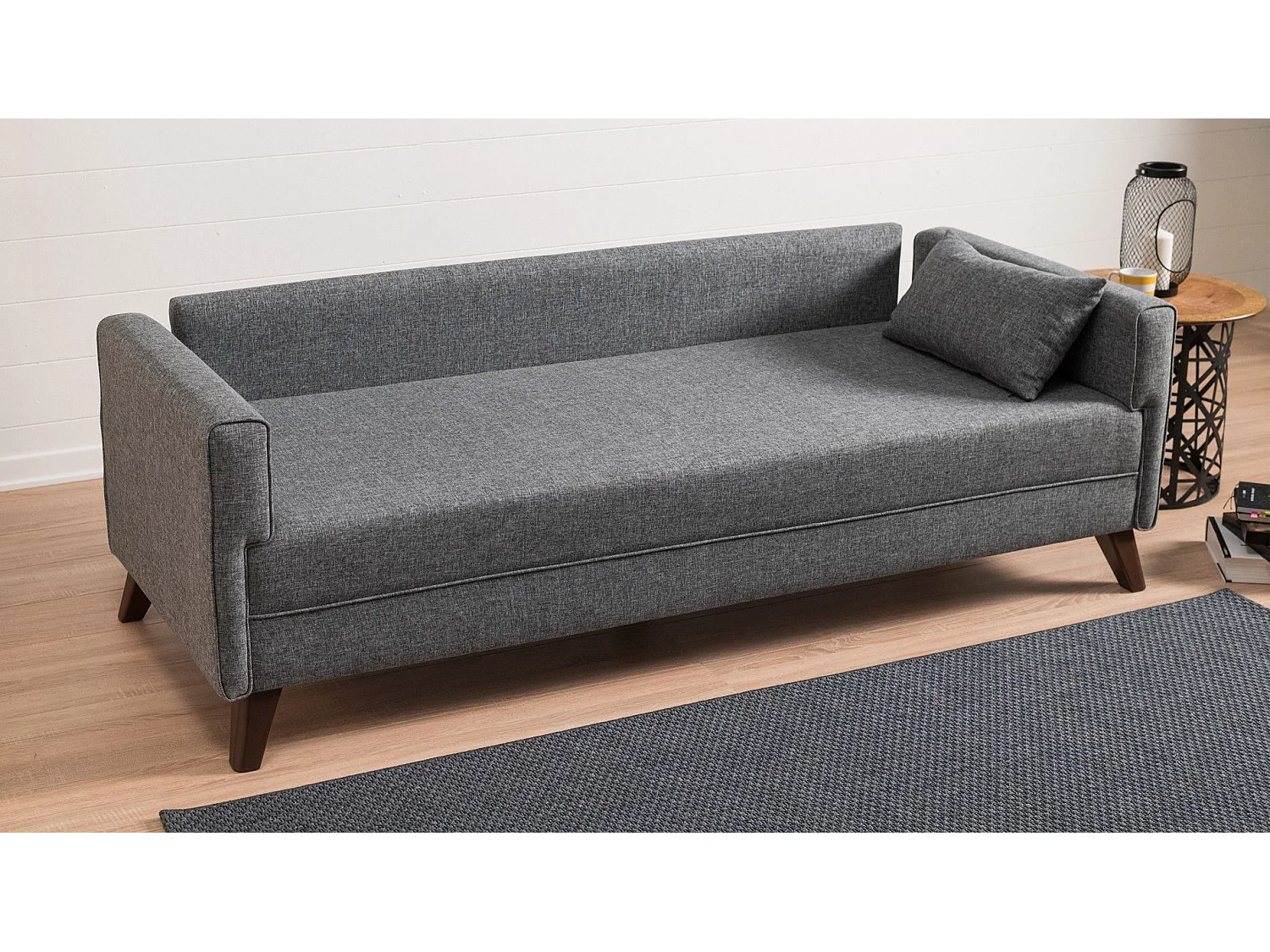 Sofá Altadena B103, Gris, 208x81x85cm, Tapiz, Patas: Plástico