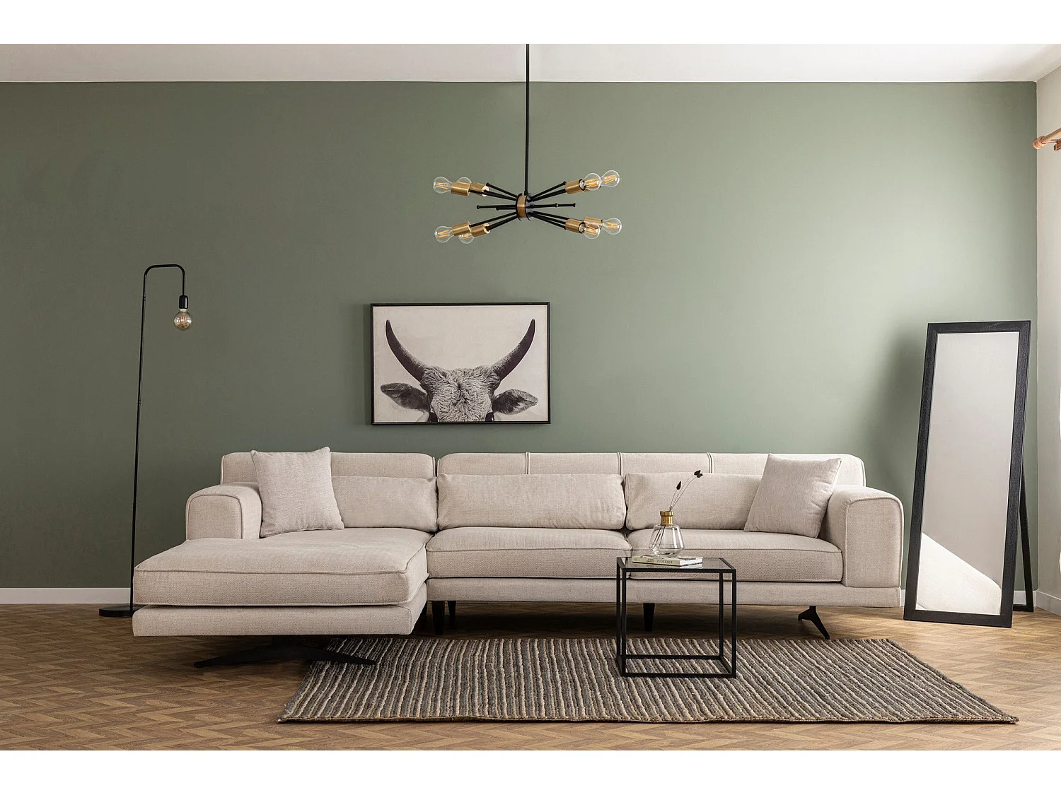 Canapé d'angle à gauche Taim Tissu Beige