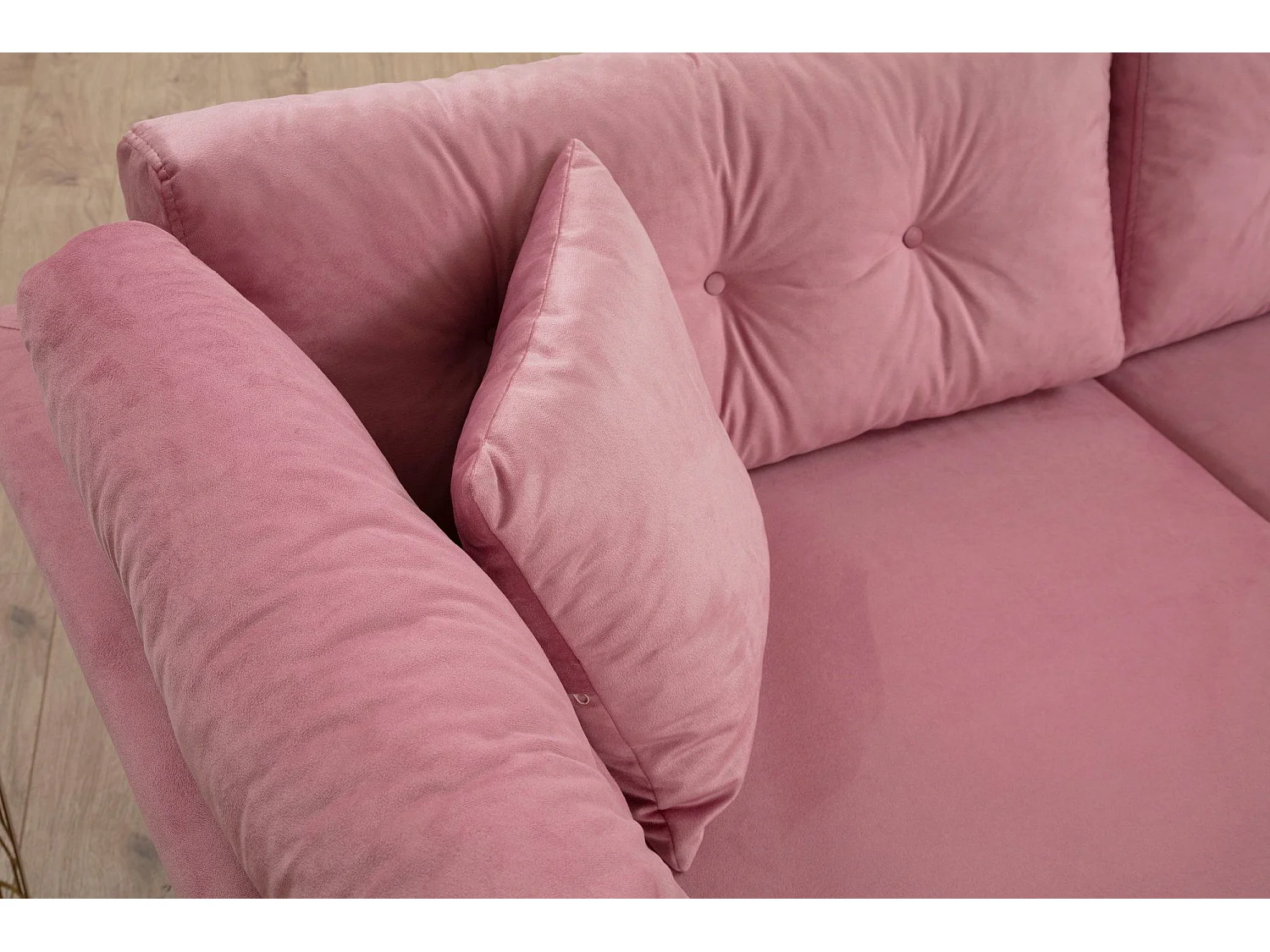 Canapé 3 places avec 2 coussins Campsis Tissu Rose