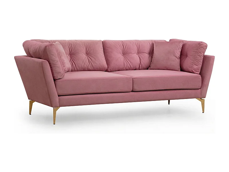 Canapé 3 places avec 2 coussins Campsis Tissu Rose