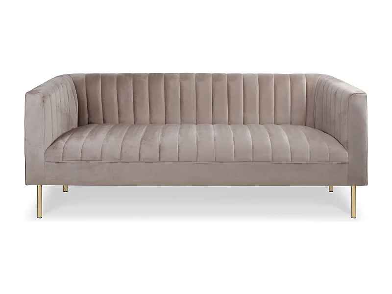 Canapé moderne 3 places à coutures verticales Sacramento Velours Taupe