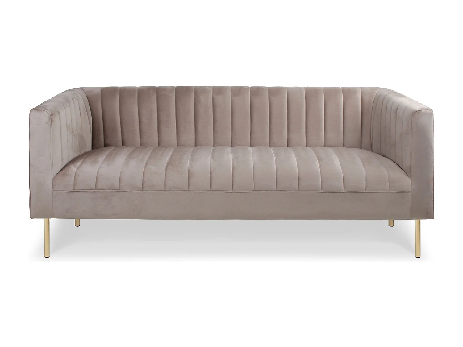 Canapé moderne 3 places à coutures verticales Sacramento Velours Taupe