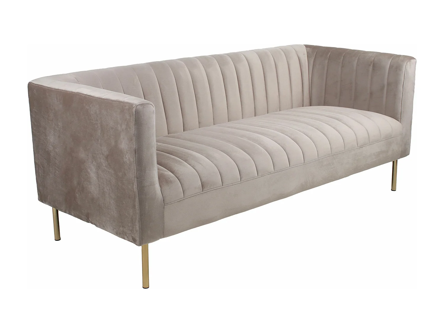 Canapé moderne 3 places à coutures verticales Sacramento Velours Taupe