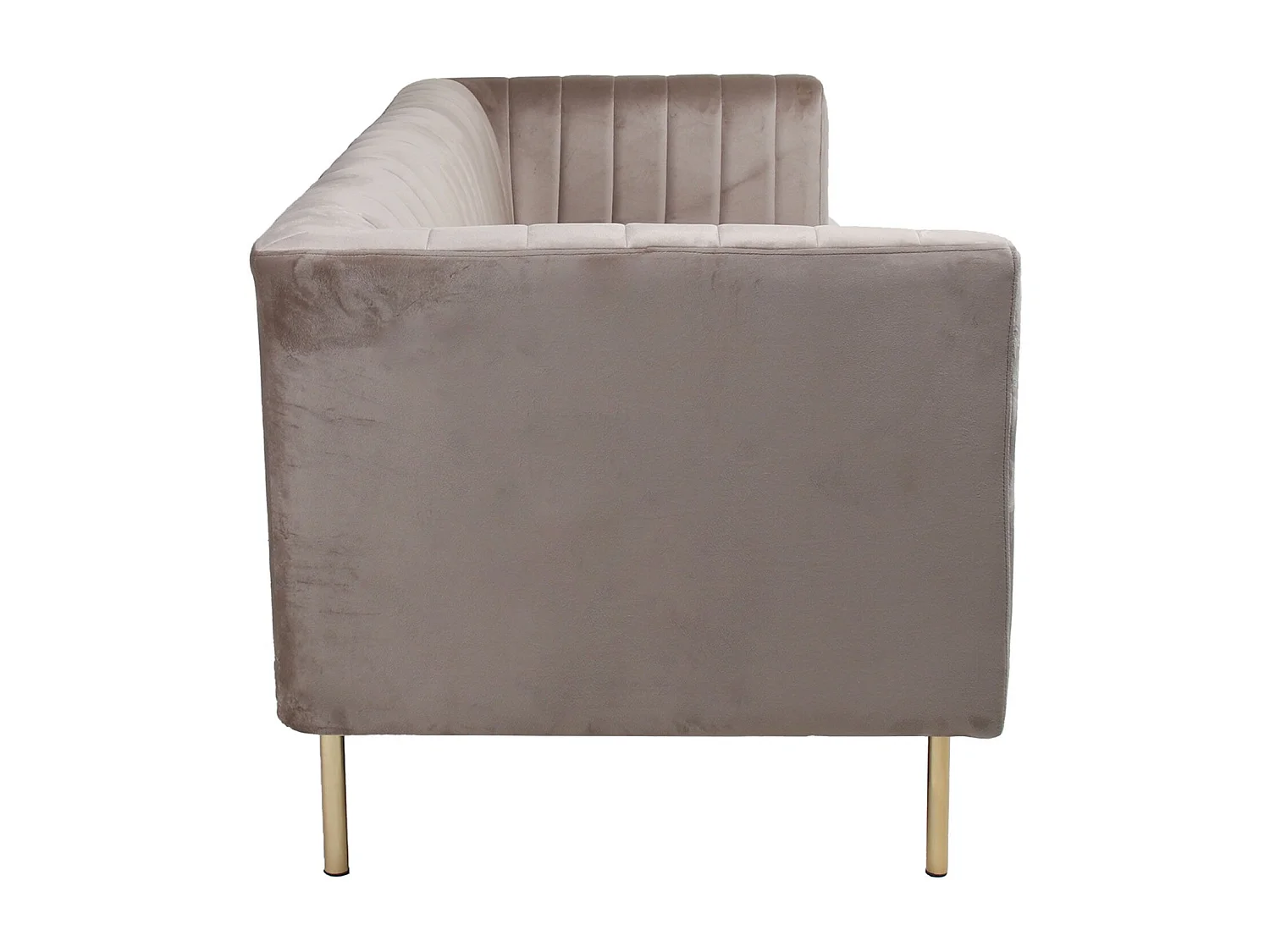 Canapé moderne 3 places à coutures verticales Sacramento Velours Taupe