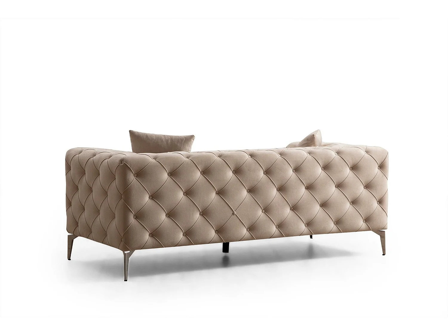 Sofá chesterfield Altadena 354, De color marrón claro, 197x90x73cm, Tapiz, Patas: Metal