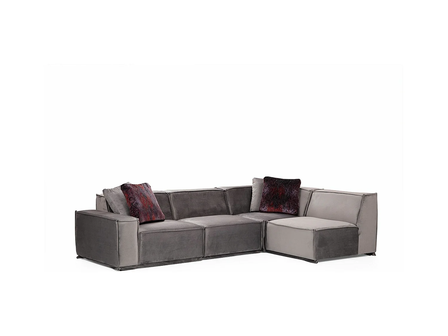 Canapé d'angle gauche modulable avec 4 coussins Buhaj Bois massif et Tissu Gris