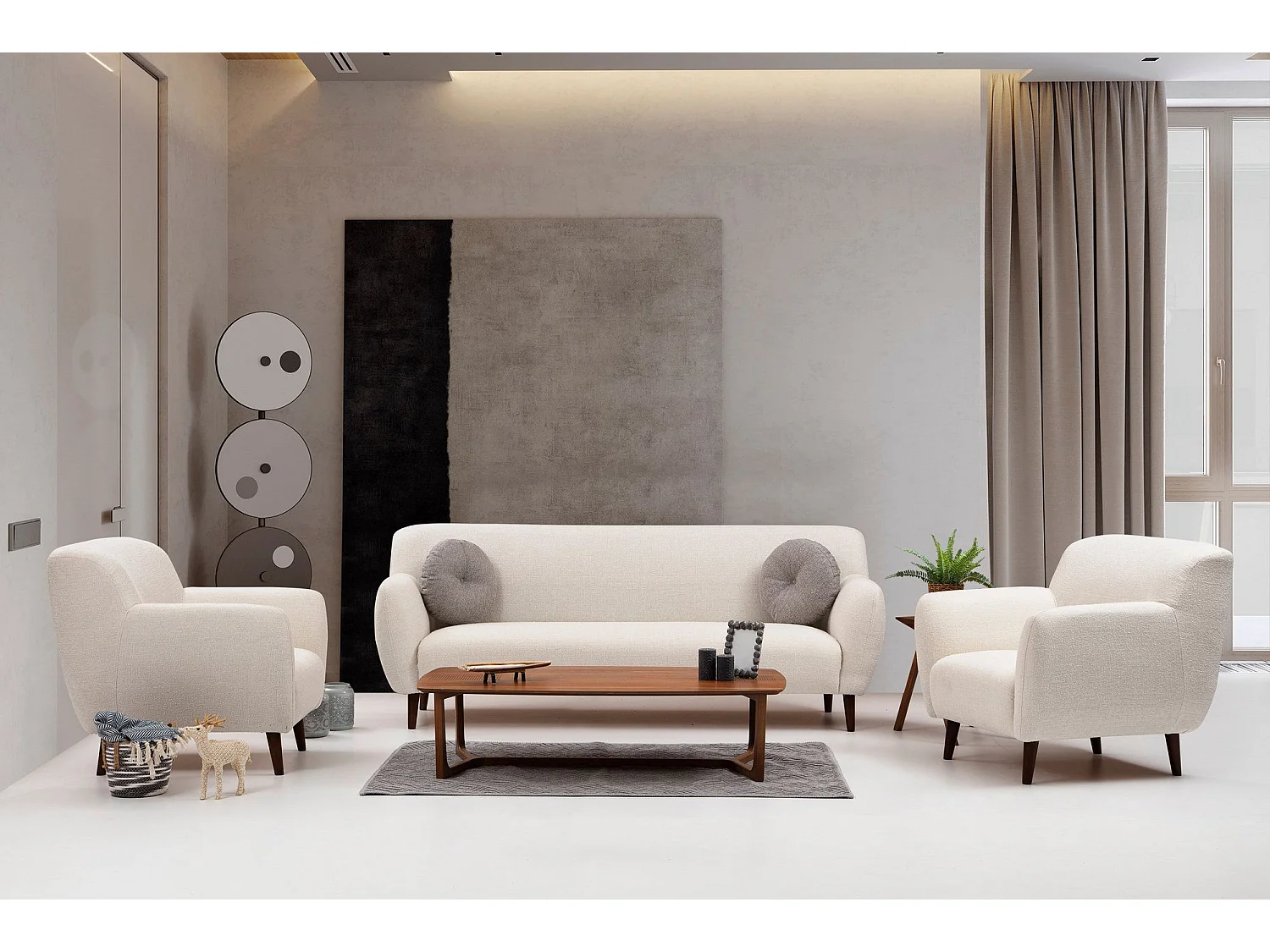 Sofá Altadena 424, De color marrón claro, 220x87x87cm, Tapiz, Patas: Madera