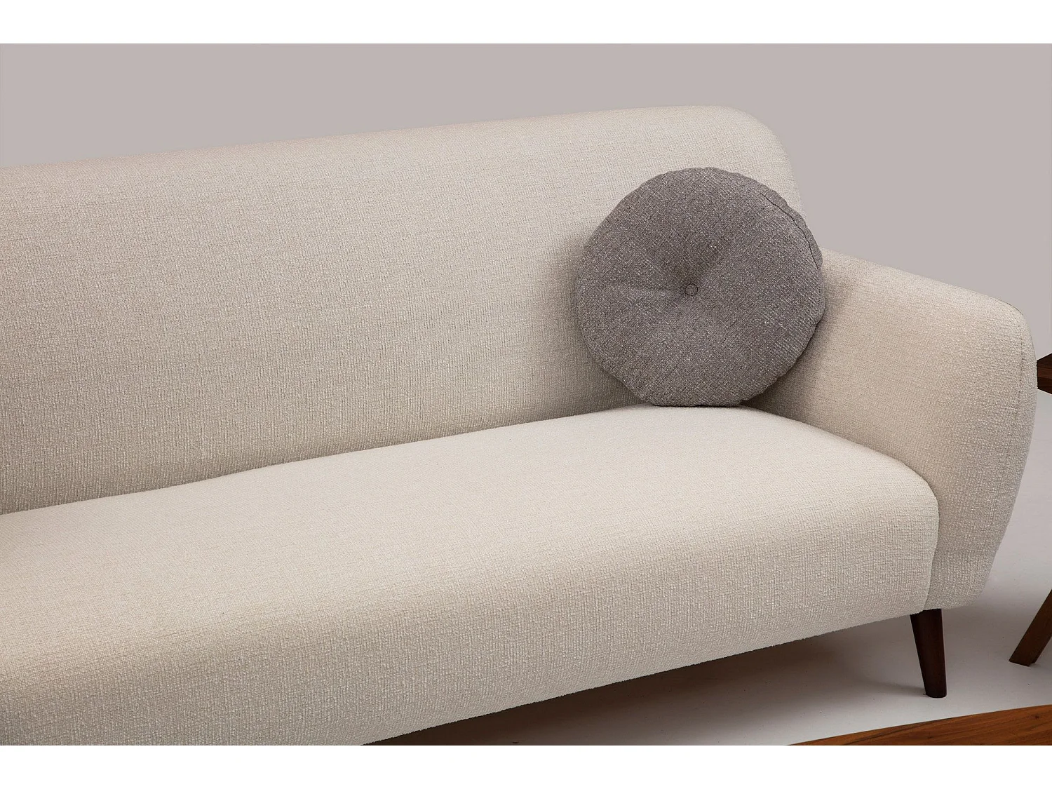 Canapé 3 places avec 2 coussins Oxalis Bois massif Noir et Tissu Beige