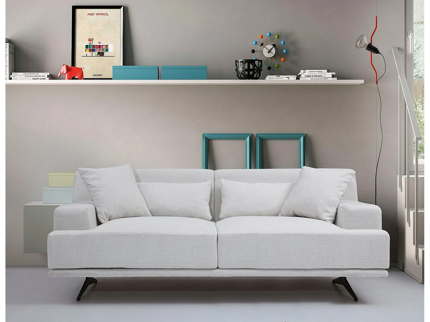 Sofá Altadena 407, De color marrón claro, 200x110x80cm, Tapiz, Patas: Metal