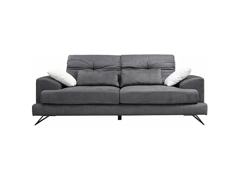Sofá Altadena 206, Gris, 185x92x79cm, Cuero ecológico, Patas: Metal