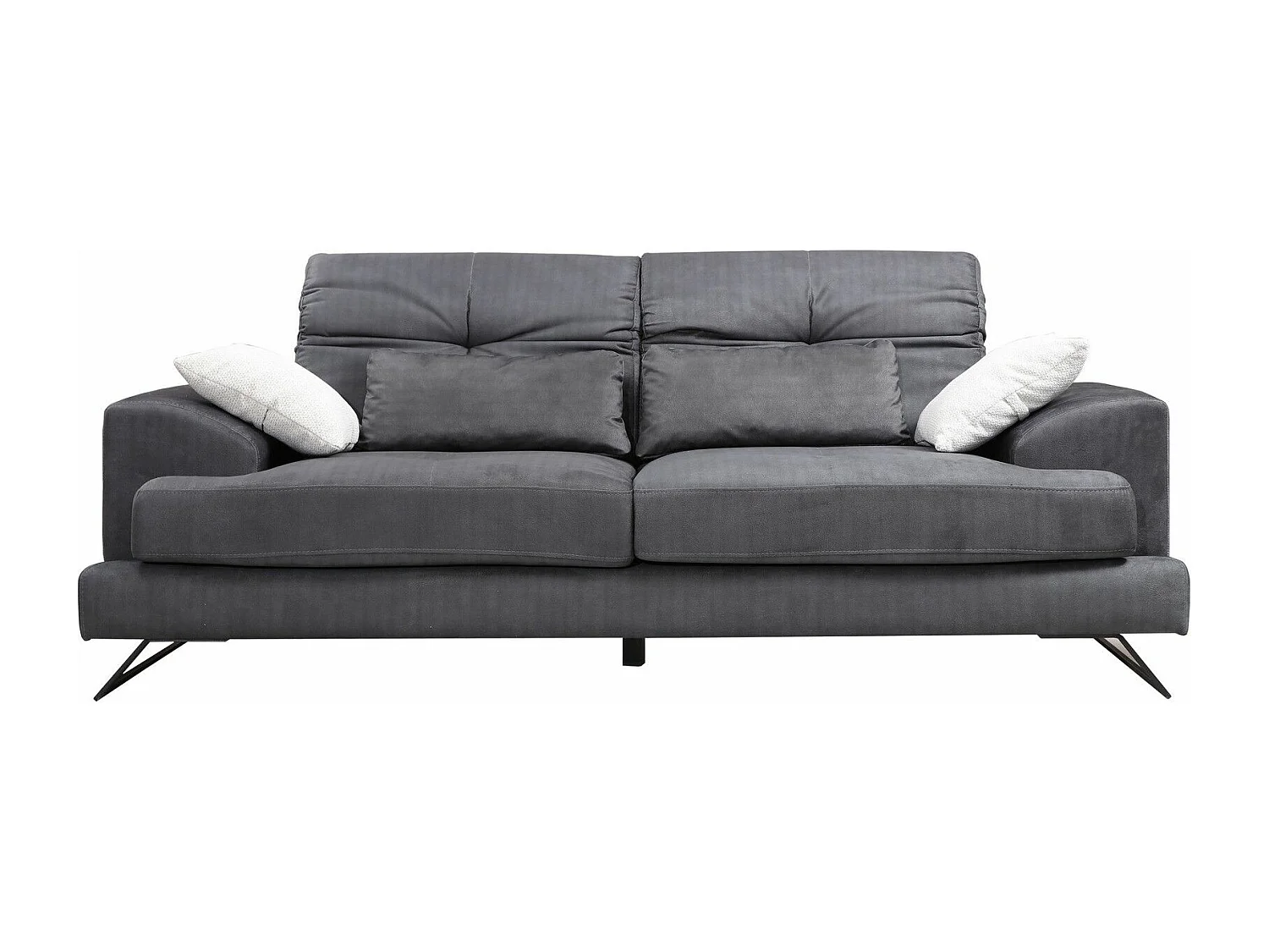 Sofá Altadena 206, Gris, 185x92x79cm, Cuero ecológico, Patas: Metal