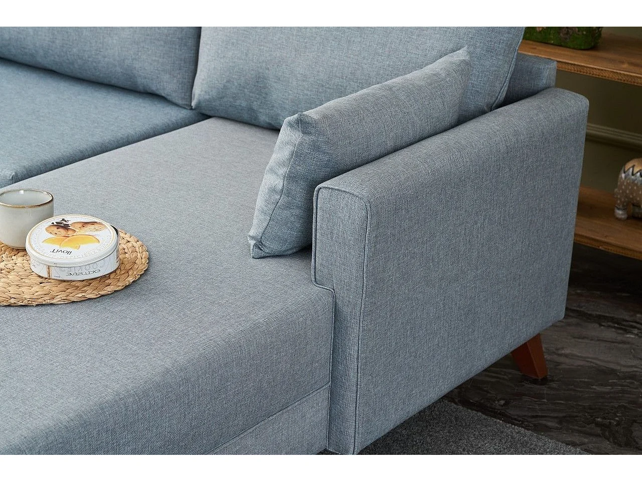 Sofá rinconero Altadena B104, Azul, 275x165x85cm