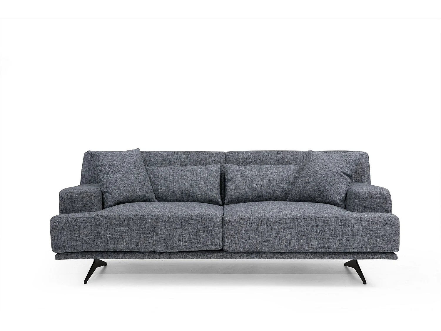 Canapé 2 places avec 4 coussins Ravina Tissu Gris