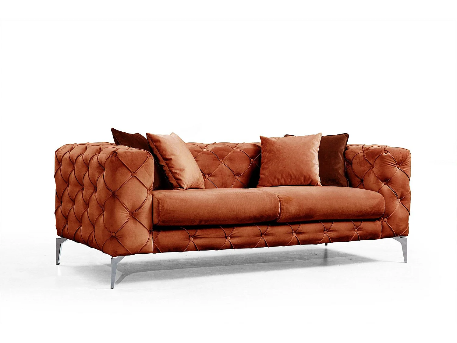 Sofá chesterfield Altadena 355, Rojo, 197x90x73cm, Tapiz, Patas: Metal