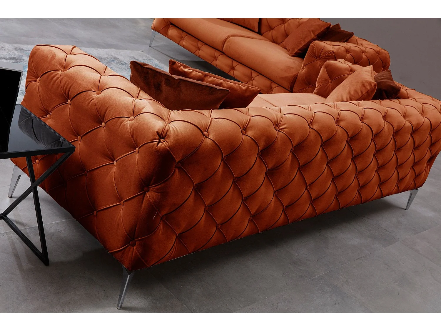 Sofá chesterfield Altadena 355, Rojo, 197x90x73cm, Tapiz, Patas: Metal