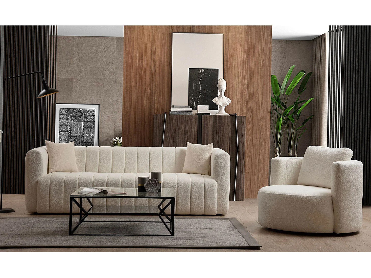 Sofá Altadena 403, De color marrón claro, 225x90x75cm, Tapiz, Patas: Plástico