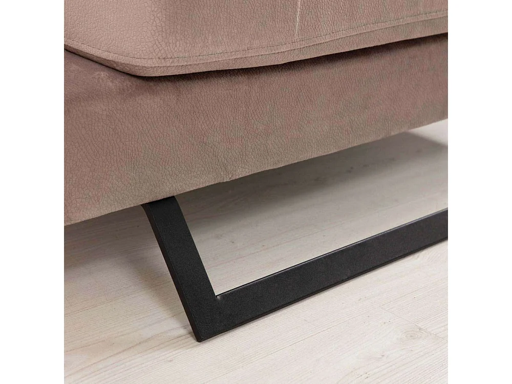 Canapé d'angle à droite avec 5 coussins Cyclades Velours texturé effet cuir Taupe clair