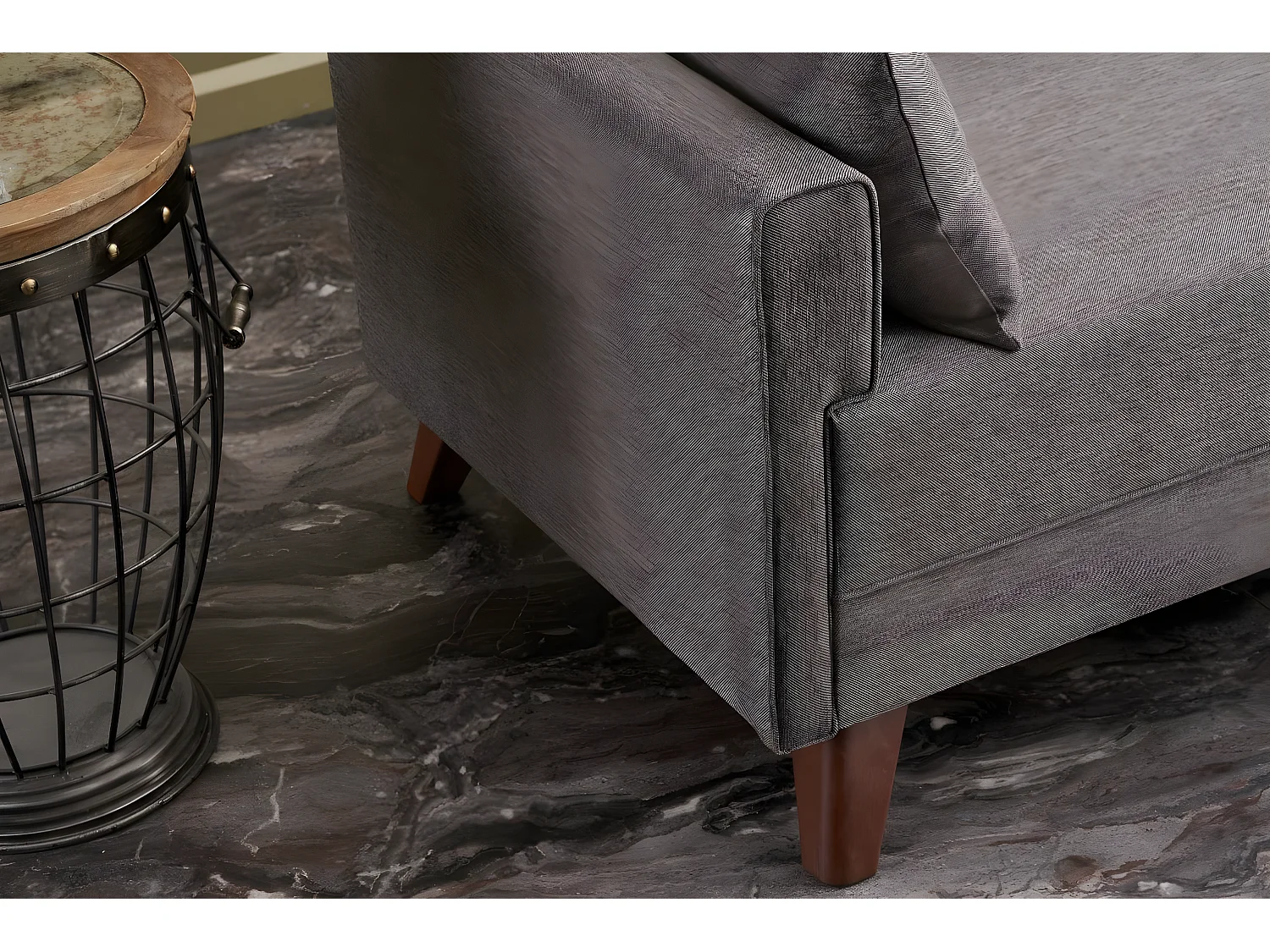 Sofá Altadena B103, Marrón, 208x81x85cm, Tapiz, Patas: Plástico