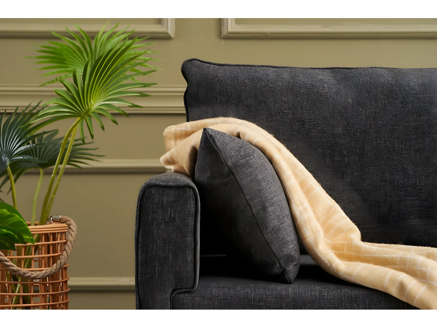 Sofá Altadena B103, Gris, 208x81x85cm, Tapiz, Patas: Plástico