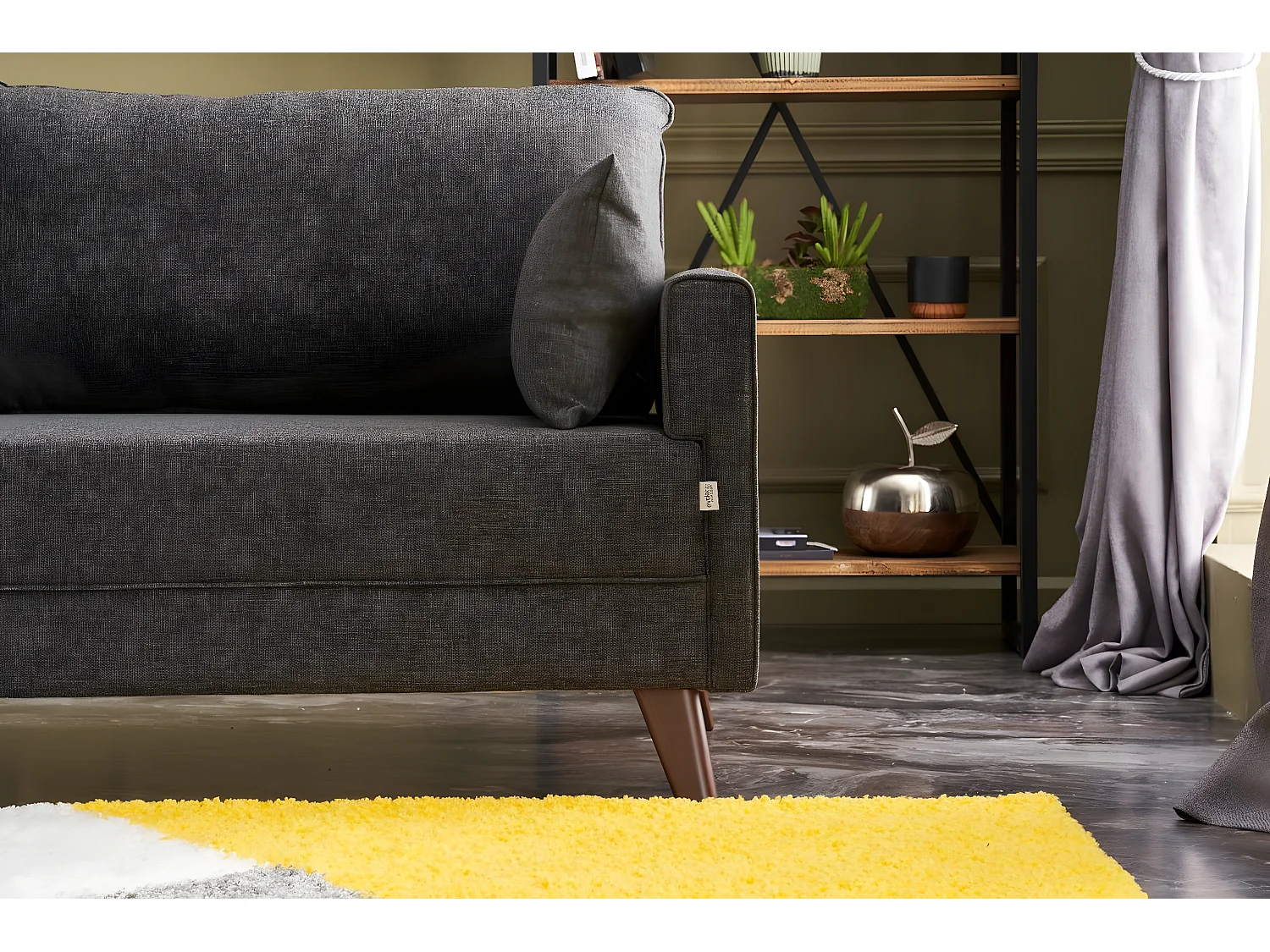 Canapé 3 places Hermoso Tissu Anthracite