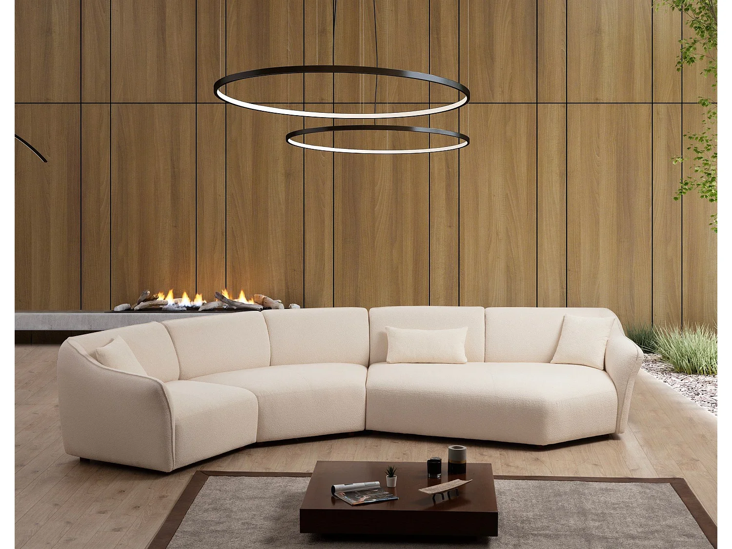 Canapé 5 places Kanto Velours Blanc crème