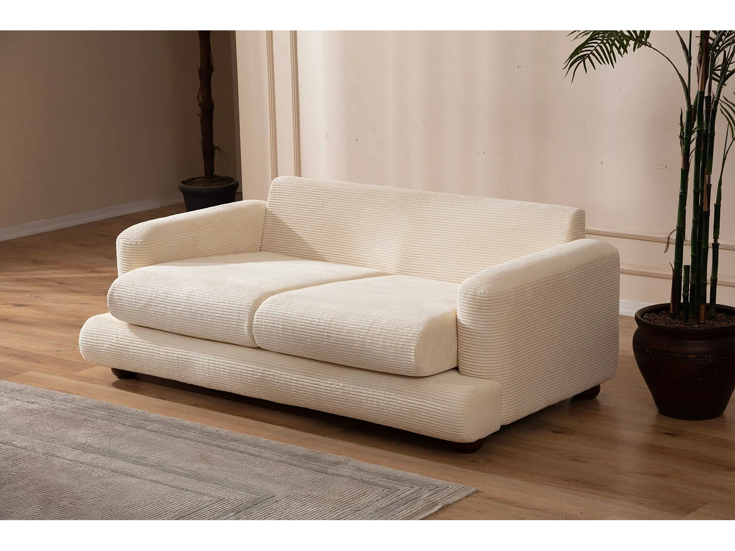 Sofá Altadena 410, De color marrón claro, 200x105x80cm, Tapiz, Patas: Madera