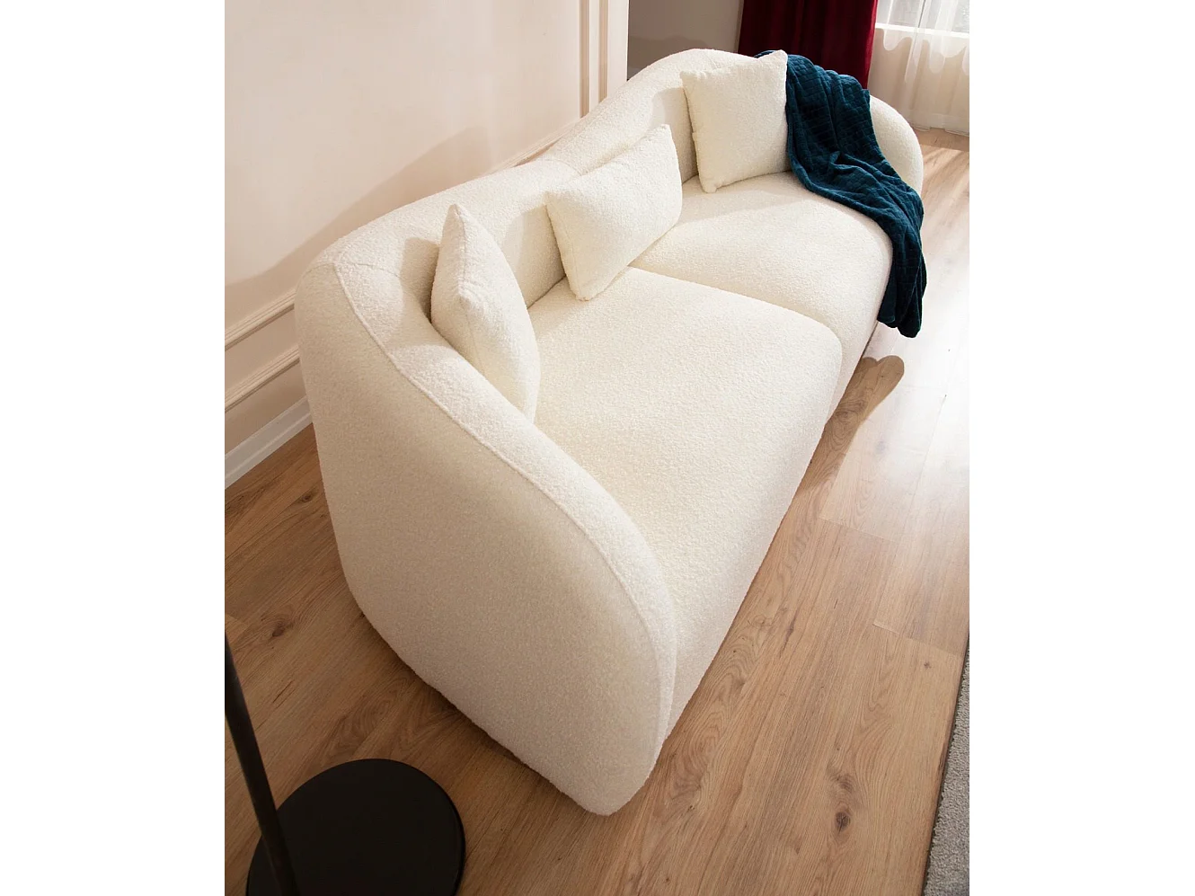 Canapé 3 places avec 2 coussins Motta Tissu Blanc crème