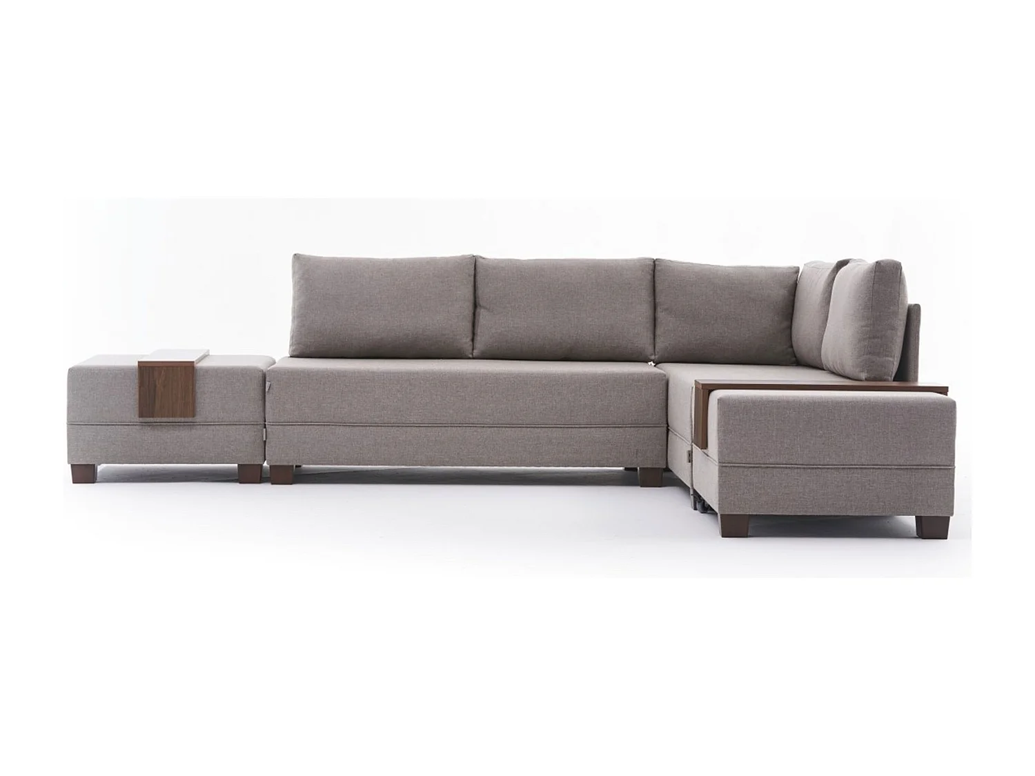 Canapé d'angle à droite modulable Gialos Tissu Blanc crème