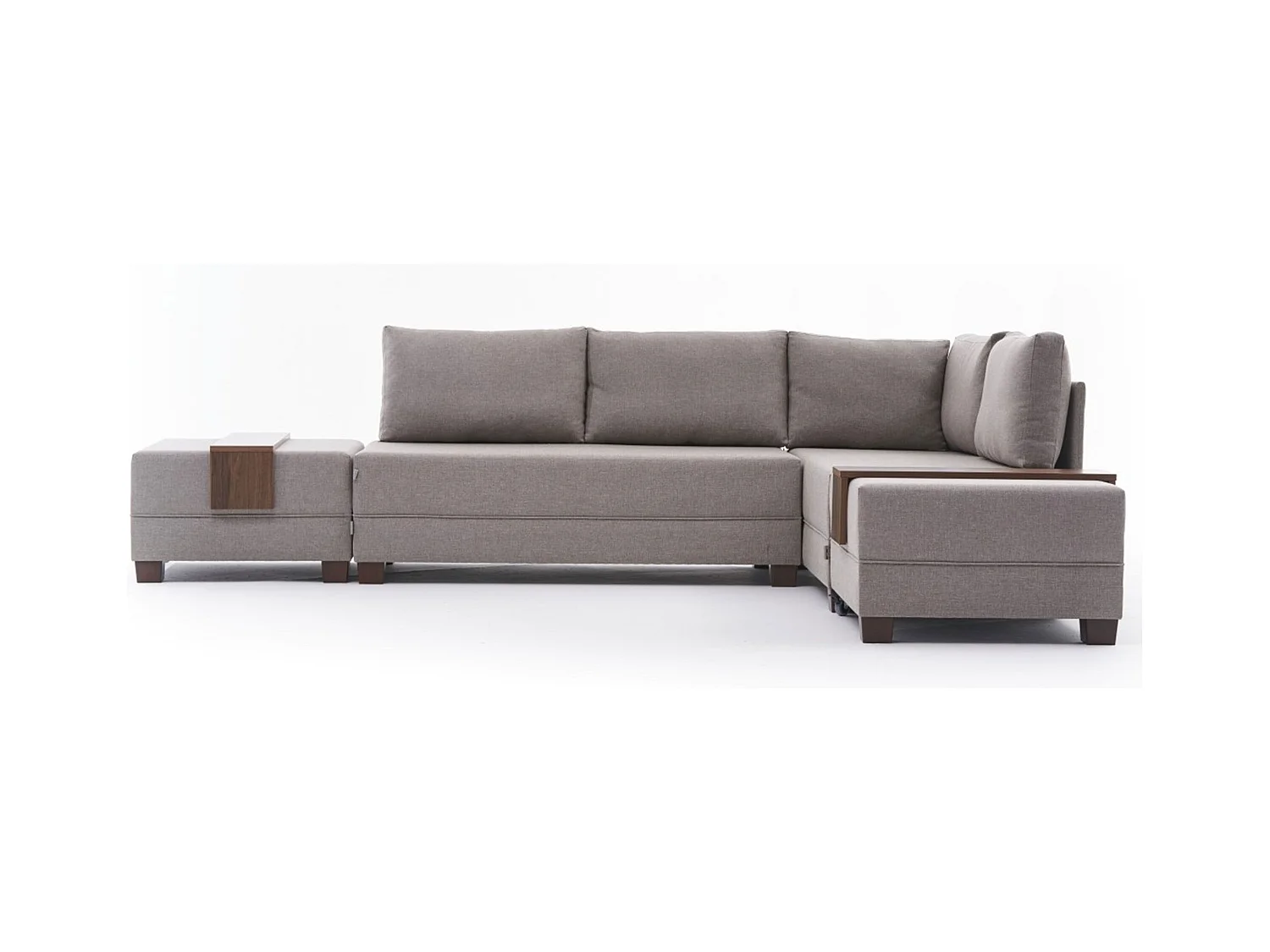 Canapé d'angle à droite modulable Gialos Tissu Blanc crème