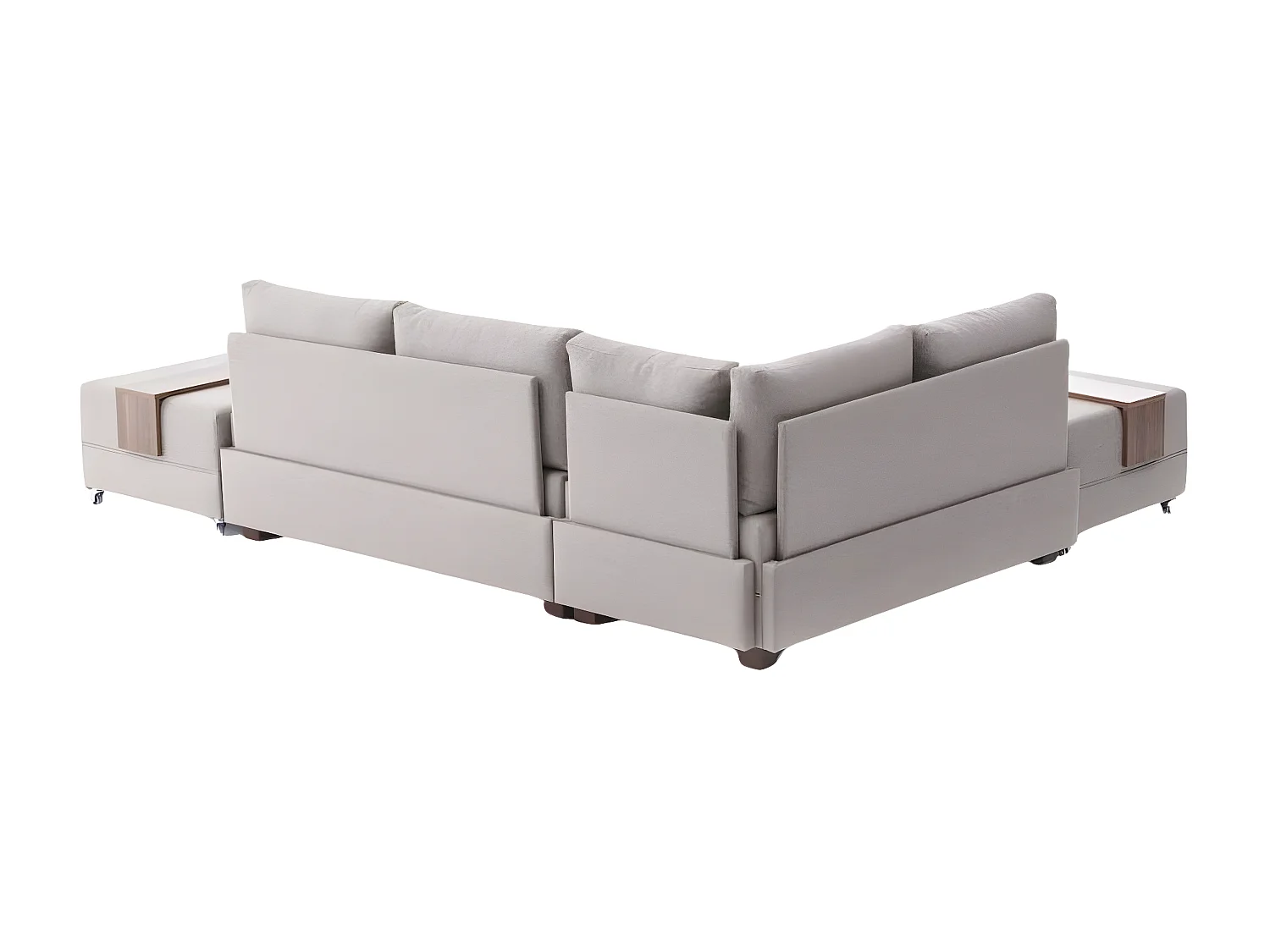 Canapé d'angle à droite modulable Gialos Tissu Blanc crème