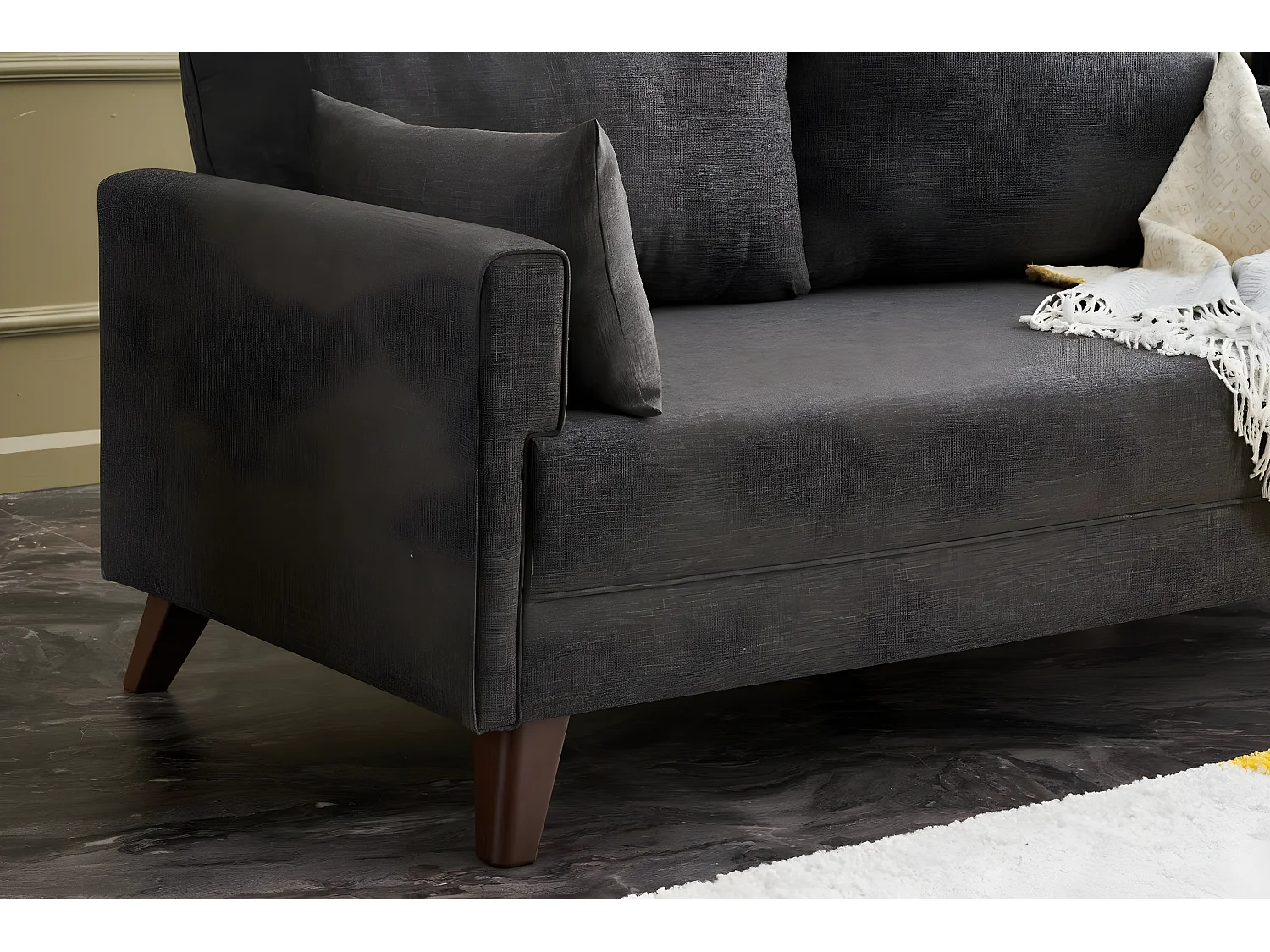 Sofá Altadena B102, Gris, 177x81x85cm, Tapiz, Patas: Plástico