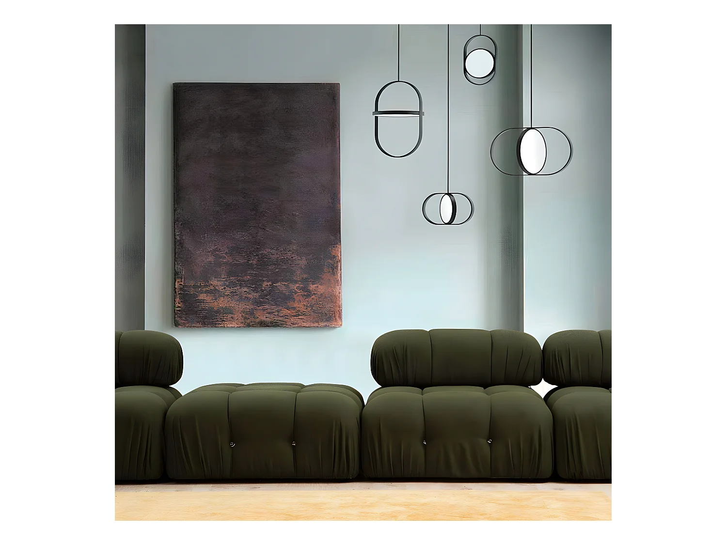 Sofá rinconero modular Altadena A101, Verde, 288x190x75cm