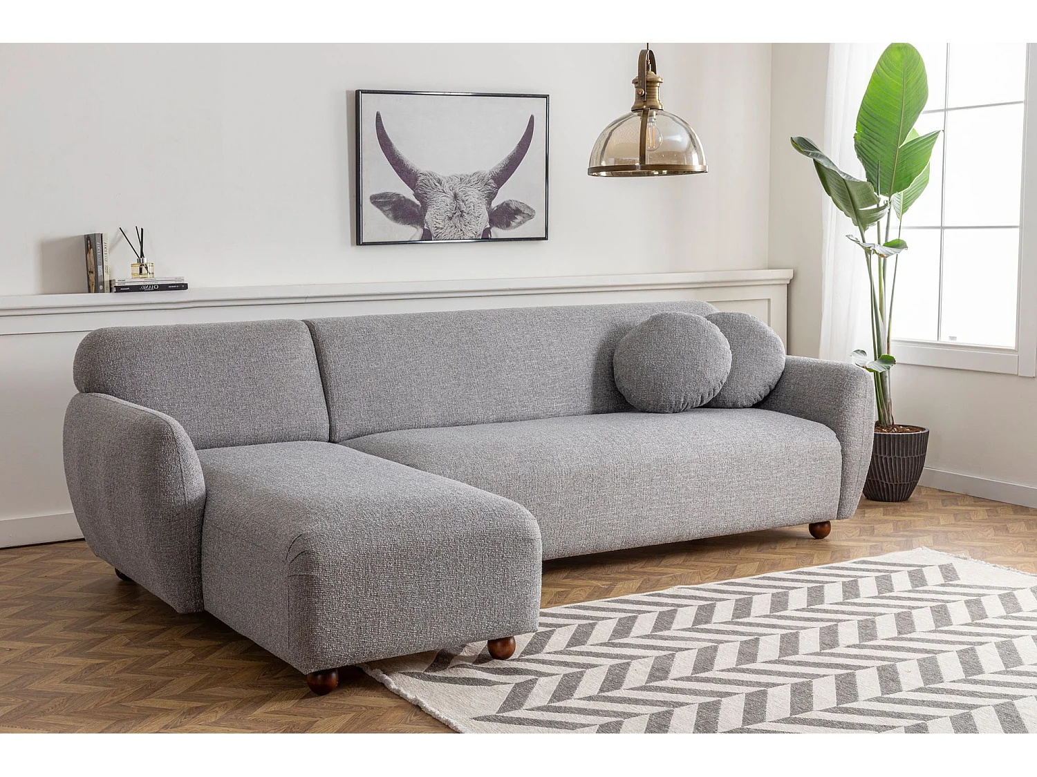 Sofá rinconero Altadena 189, Gris, 273x162x86cm