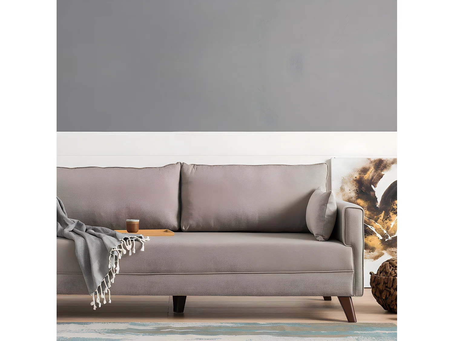 Canapé 3 places Hermoso Tissu Blanc crème