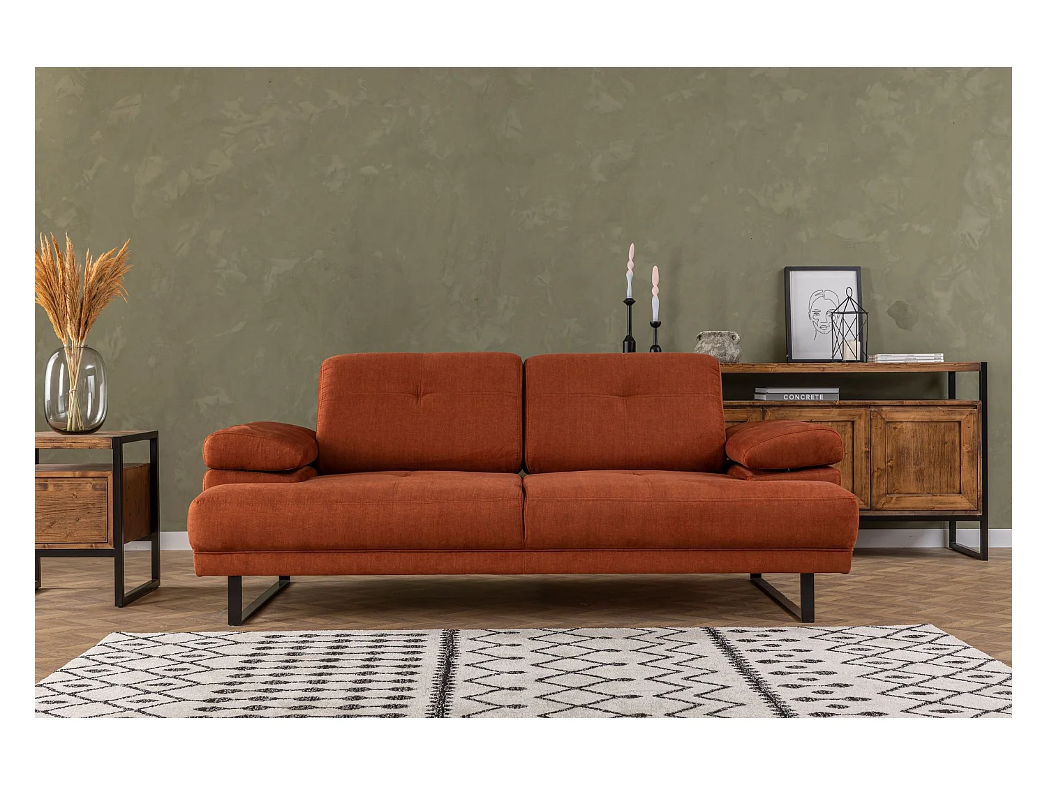 Canapé 2 places Celis Tissu Orange