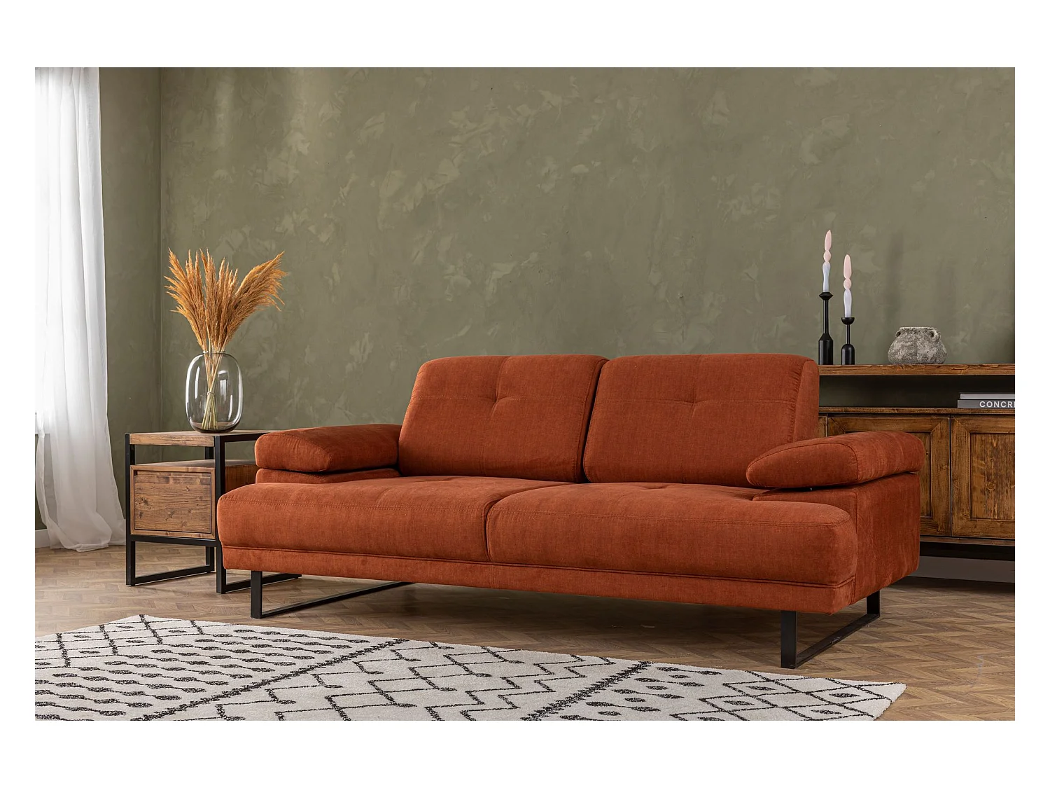 Canapé 2 places Celis Tissu Orange