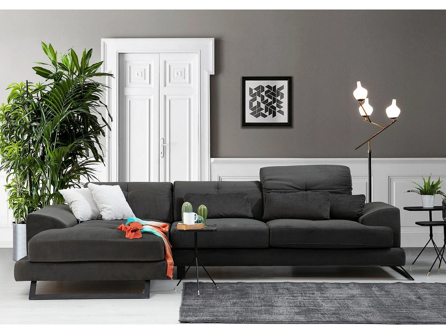 Sofá rinconero Altadena 322, Gris, 308x190x92cm