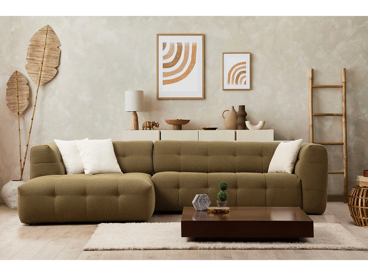 Sofá rinconero Altadena 406, Verde, 300x150x72cm