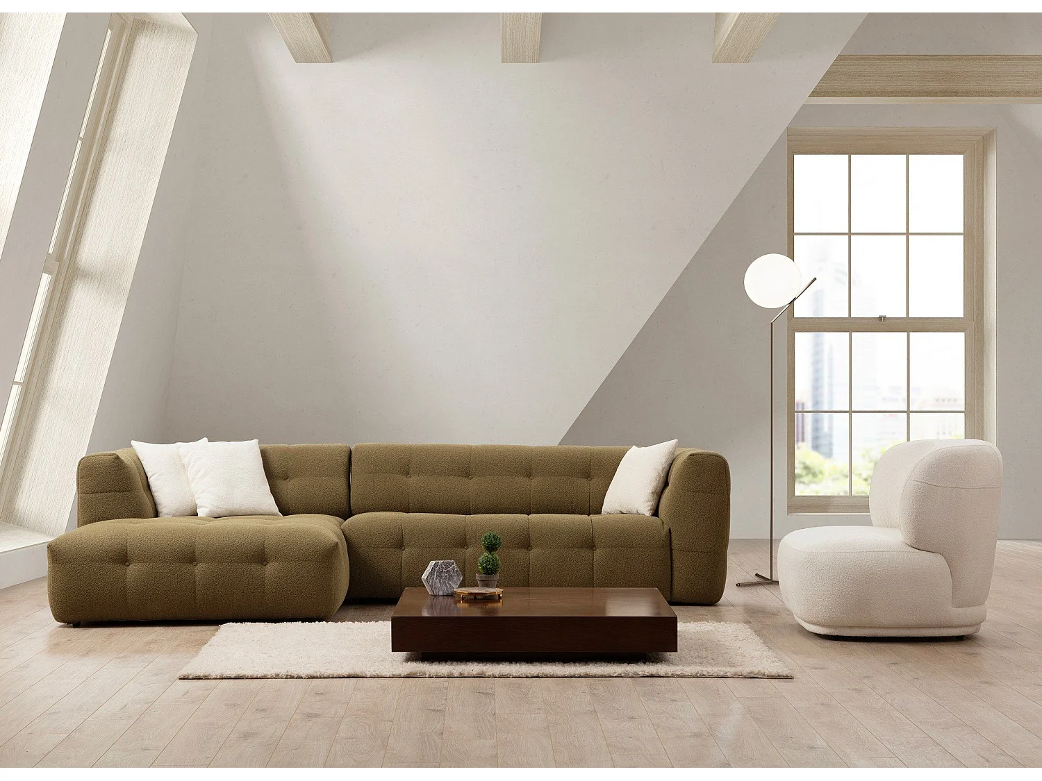 Sofá rinconero Altadena 406, Verde, 300x150x72cm