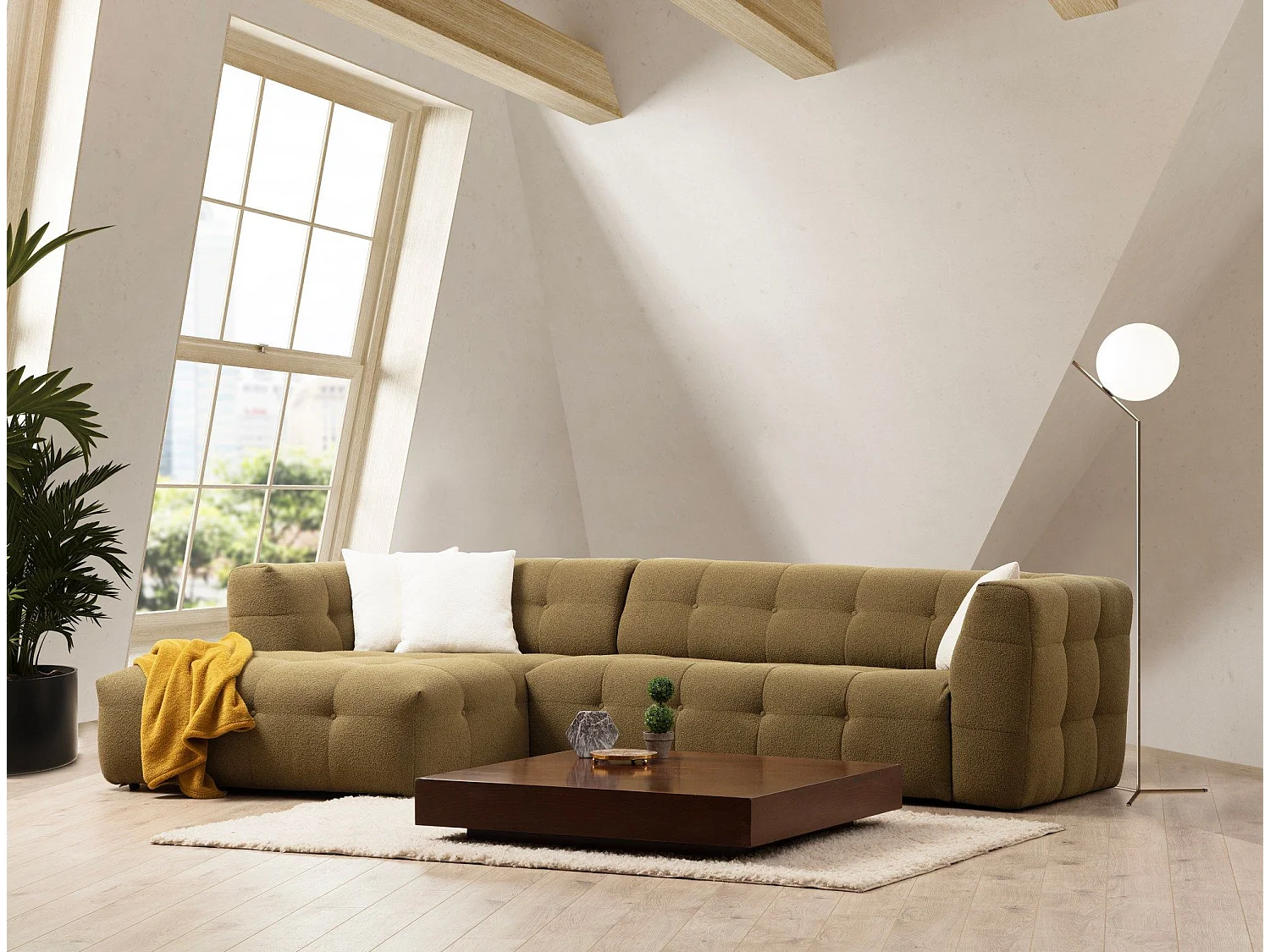 Sofá rinconero Altadena 406, Verde, 300x150x72cm