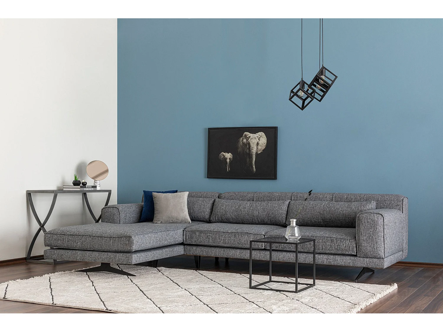 Sofá rinconero Altadena 421, Gris, 308x100x78cm